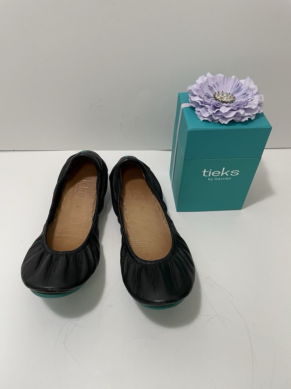 Tieks by Gavrieli Size 9 Matte Black Leather Ballet Shoes Flats With Box